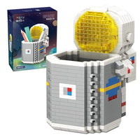HKM-721427 DIY 2-in-1 Astronaut Pen Holder Building Blocks Set - Space Theme Educational Toy for Ages 8+