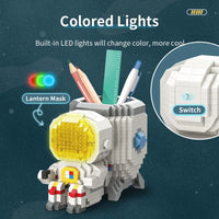 HKM-721427 DIY 2-in-1 Astronaut Pen Holder Building Blocks Set - Space Theme Educational Toy for Ages 8+