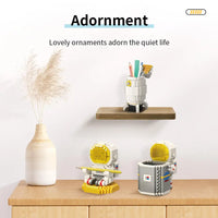HKM-721427 DIY 2-in-1 Astronaut Pen Holder Building Blocks Set - Space Theme Educational Toy for Ages 8+