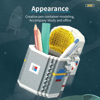 HKM-721427 DIY 2-in-1 Astronaut Pen Holder Building Blocks Set - Space Theme Educational Toy for Ages 8+