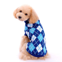 HKM-721427 Knitted Wool Sweater for Small and Medium Dogs in Geometric Diamond Design