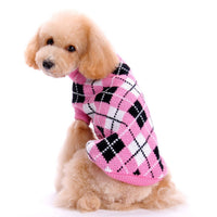 HKM-721427 Knitted Wool Sweater for Small and Medium Dogs in Geometric Diamond Design