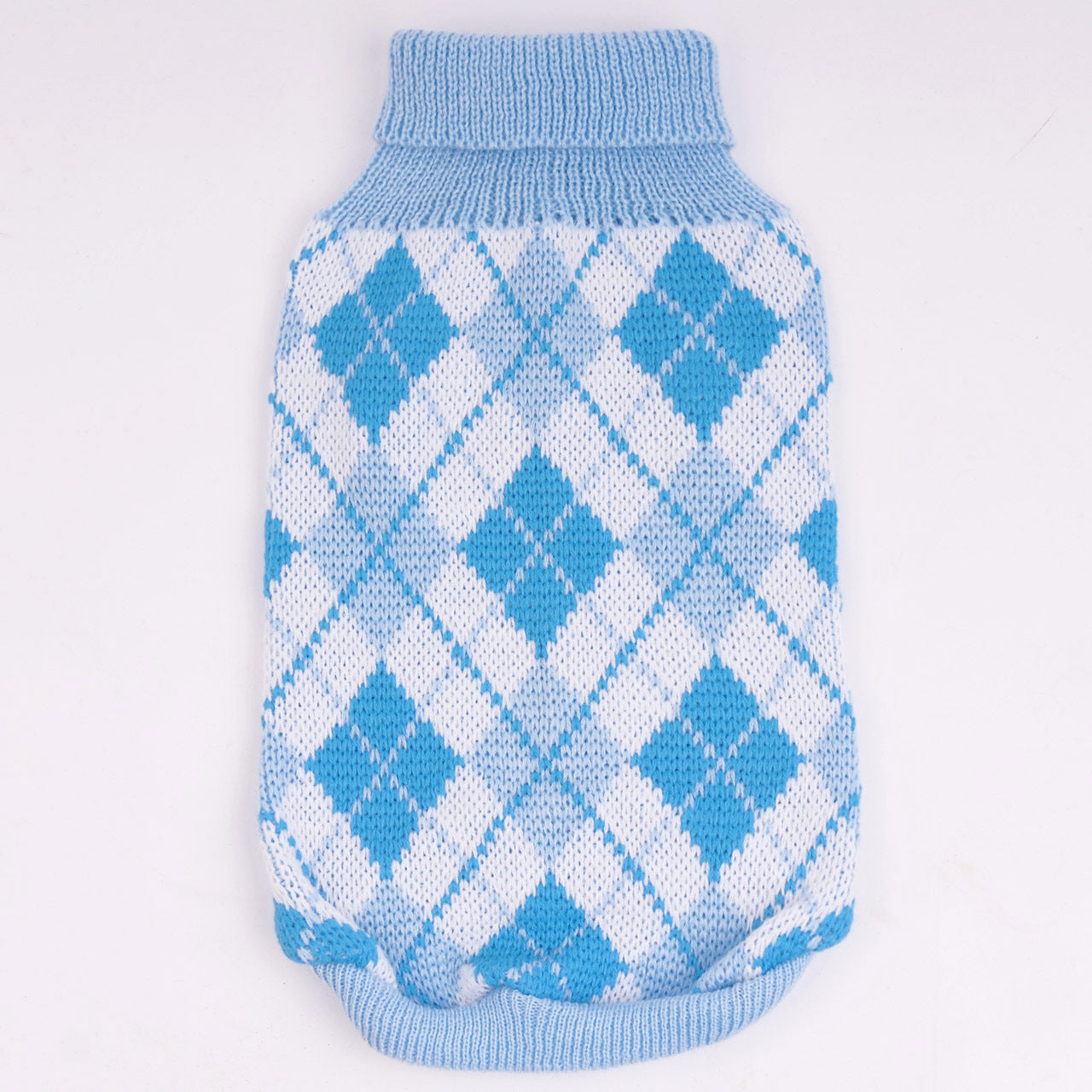 HKM-721427 Knitted Wool Sweater for Small and Medium Dogs in Geometric Diamond Design