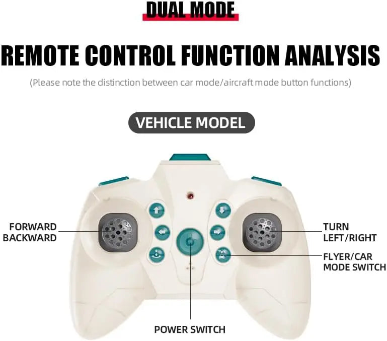 HKM-721491 Remote Control Dual Mode Drone Car - 2 in 1 RC Flying Car with 30 Meters Range