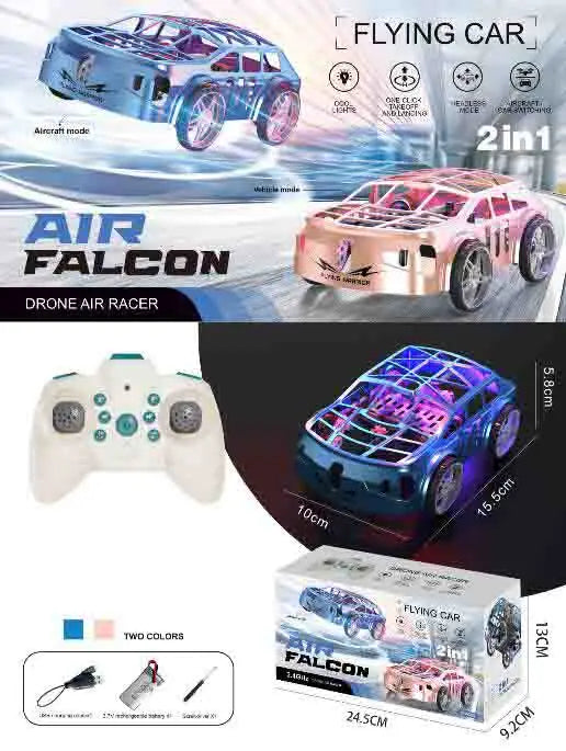 HKM-721491 Remote Control Dual Mode Drone Car - 2 in 1 RC Flying Car with 30 Meters Range