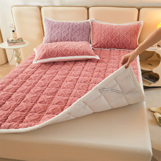 HKM-721683 Solid Color Velvet Bed Protection Cushion with Pillowcases - Multiple Sizes Available