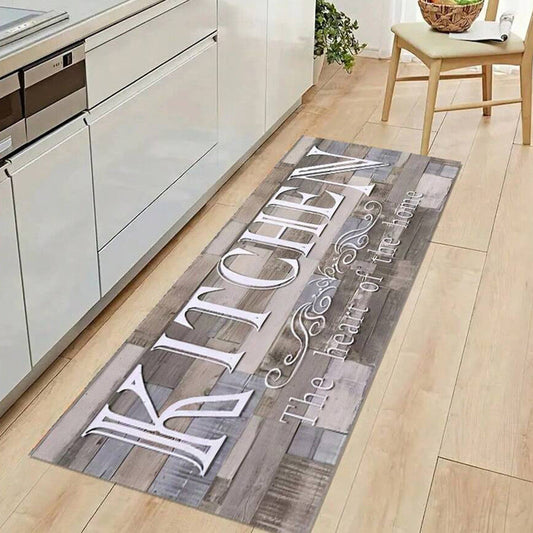 HKM-721747 Gray Wood Grain Kitchen Door Mat - Modern Polyester Fiber Floor Mat in Various Sizes for Stylish Home Decor