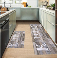 HKM-721747 Gray Wood Grain Kitchen Door Mat - Modern Polyester Fiber Floor Mat in Various Sizes for Stylish Home Decor
