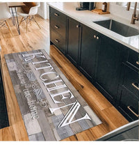 HKM-721747 Gray Wood Grain Kitchen Door Mat - Modern Polyester Fiber Floor Mat in Various Sizes for Stylish Home Decor