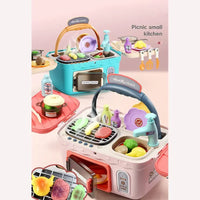 HKM-721811 Kids Kitchen Play Set with Picnic Basket - Fun Cooking and Pretend Play Toys for Ages 2 to 14