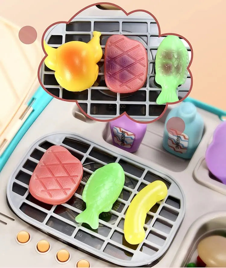 Kids Kitchen Play Set with Picnic Basket - Fun Cooking and Pretend Play Toys for Ages 2 to 14