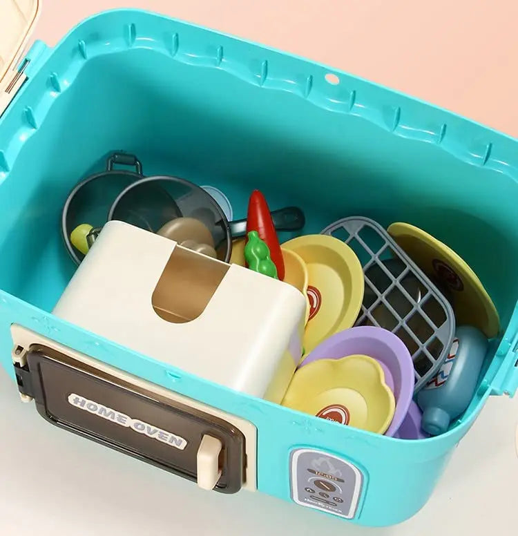 Kids Kitchen Play Set with Picnic Basket - Fun Cooking and Pretend Play Toys for Ages 2 to 14