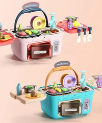 HKM-721811 Kids Kitchen Play Set with Picnic Basket - Fun Cooking and Pretend Play Toys for Ages 2 to 14