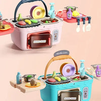 HKM-721811 Kids Kitchen Play Set with Picnic Basket - Fun Cooking and Pretend Play Toys for Ages 2 to 14