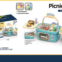 HKM-721811 Kids Kitchen Play Set with Picnic Basket - Fun Cooking and Pretend Play Toys for Ages 2 to 14