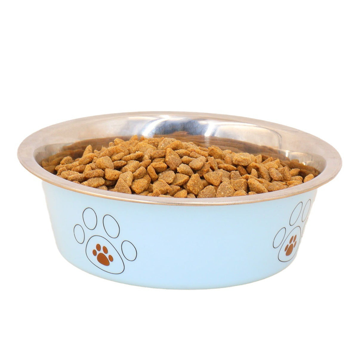 HKM-721875 Stainless Steel Non-Slip Pet Bowl with Footprint Design - Multiple Sizes Available