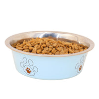 HKM-721875 Stainless Steel Non-Slip Pet Bowl with Footprint Design - Multiple Sizes Available