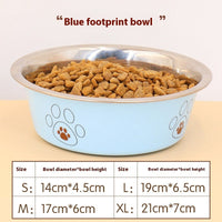 HKM-721875 Stainless Steel Non-Slip Pet Bowl with Footprint Design - Multiple Sizes Available