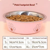 HKM-721875 Stainless Steel Non-Slip Pet Bowl with Footprint Design - Multiple Sizes Available