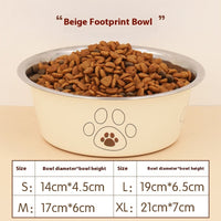 HKM-721875 Stainless Steel Non-Slip Pet Bowl with Footprint Design - Multiple Sizes Available