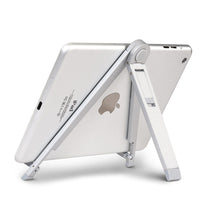 HKM-722067 Universal Adjustable Triangle Stand for Tablets and Mobile Phones - Metal Desktop Holder in Silver