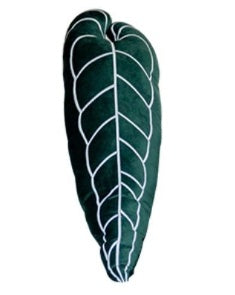 HKM-722067 White Brocade Monstera Lumbar Pillow - Modern Alien Shape Cushion with PP Cotton Filling, 35x38 cm