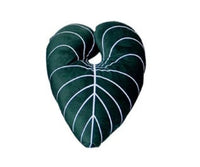 HKM-722067 White Brocade Monstera Lumbar Pillow - Modern Alien Shape Cushion with PP Cotton Filling, 35x38 cm