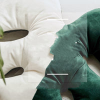 HKM-722067 White Brocade Monstera Lumbar Pillow - Modern Alien Shape Cushion with PP Cotton Filling, 35x38 cm