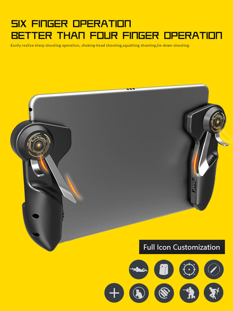 HKM-722195 Six-Finger Gaming Controller with Adjustable Triggers and Ergonomic Grip