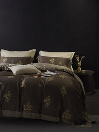 HKM-722323 Floral Pattern Cotton Brushed Four-Piece Bedding Set for Autumn and Winter