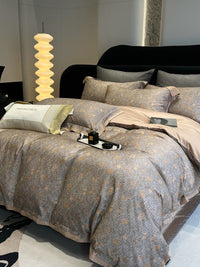 HKM-722323 Floral Pattern Cotton Brushed Four-Piece Bedding Set for Autumn and Winter