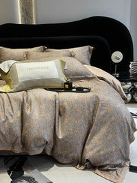 HKM-722323 Floral Pattern Cotton Brushed Four-Piece Bedding Set for Autumn and Winter