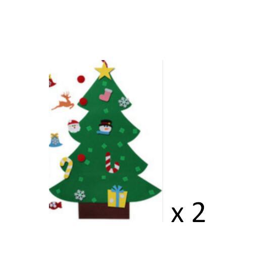 HKM-722451 DIY Felt Christmas Tree with 32 Decorations for Toddlers, Holiday Wall Hanging Ornament Set