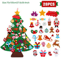 HKM-722451 DIY Felt Christmas Tree with 32 Decorations for Toddlers, Holiday Wall Hanging Ornament Set