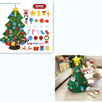 HKM-722451 DIY Felt Christmas Tree with 32 Decorations for Toddlers, Holiday Wall Hanging Ornament Set