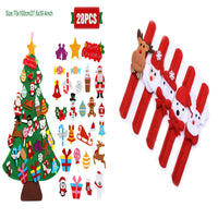 HKM-722451 DIY Felt Christmas Tree with 32 Decorations for Toddlers, Holiday Wall Hanging Ornament Set