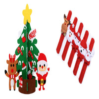 HKM-722451 DIY Felt Christmas Tree with 32 Decorations for Toddlers, Holiday Wall Hanging Ornament Set