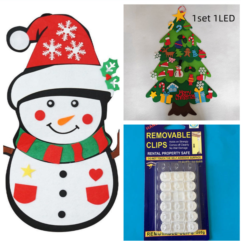 HKM-722451 DIY Felt Christmas Tree with 32 Decorations for Toddlers, Holiday Wall Hanging Ornament Set
