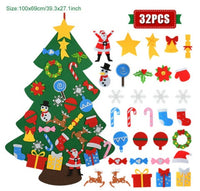 HKM-722451 DIY Felt Christmas Tree with 32 Decorations for Toddlers, Holiday Wall Hanging Ornament Set