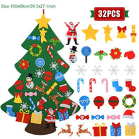 HKM-722451 DIY Felt Christmas Tree with 32 Decorations for Toddlers, Holiday Wall Hanging Ornament Set