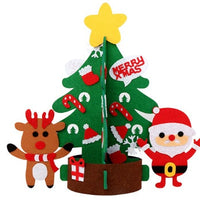 HKM-722451 DIY Felt Christmas Tree with 32 Decorations for Toddlers, Holiday Wall Hanging Ornament Set