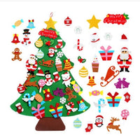 HKM-722451 DIY Felt Christmas Tree with 32 Decorations for Toddlers, Holiday Wall Hanging Ornament Set