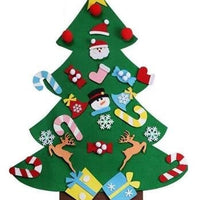 HKM-722451 DIY Felt Christmas Tree with 32 Decorations for Toddlers, Holiday Wall Hanging Ornament Set