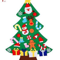 HKM-722451 DIY Felt Christmas Tree with 32 Decorations for Toddlers, Holiday Wall Hanging Ornament Set