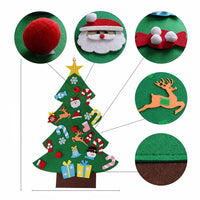HKM-722451 DIY Felt Christmas Tree with 32 Decorations for Toddlers, Holiday Wall Hanging Ornament Set
