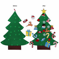 HKM-722451 DIY Felt Christmas Tree with 32 Decorations for Toddlers, Holiday Wall Hanging Ornament Set