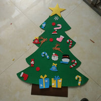 HKM-722451 DIY Felt Christmas Tree with 32 Decorations for Toddlers, Holiday Wall Hanging Ornament Set