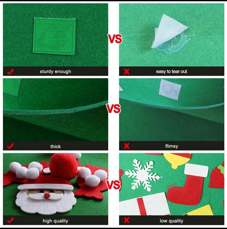 HKM-722451 DIY Felt Christmas Tree with 32 Decorations for Toddlers, Holiday Wall Hanging Ornament Set