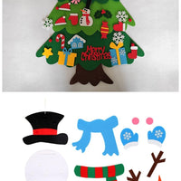 HKM-722451 DIY Felt Christmas Tree with 32 Decorations for Toddlers, Holiday Wall Hanging Ornament Set