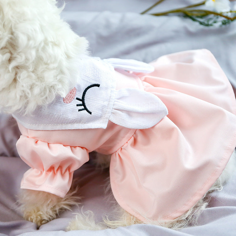 HKM-722451 Sleepy Bunny Skirt with Rabbit Ears for Girls – Princess Style Dress in Gray and Pink